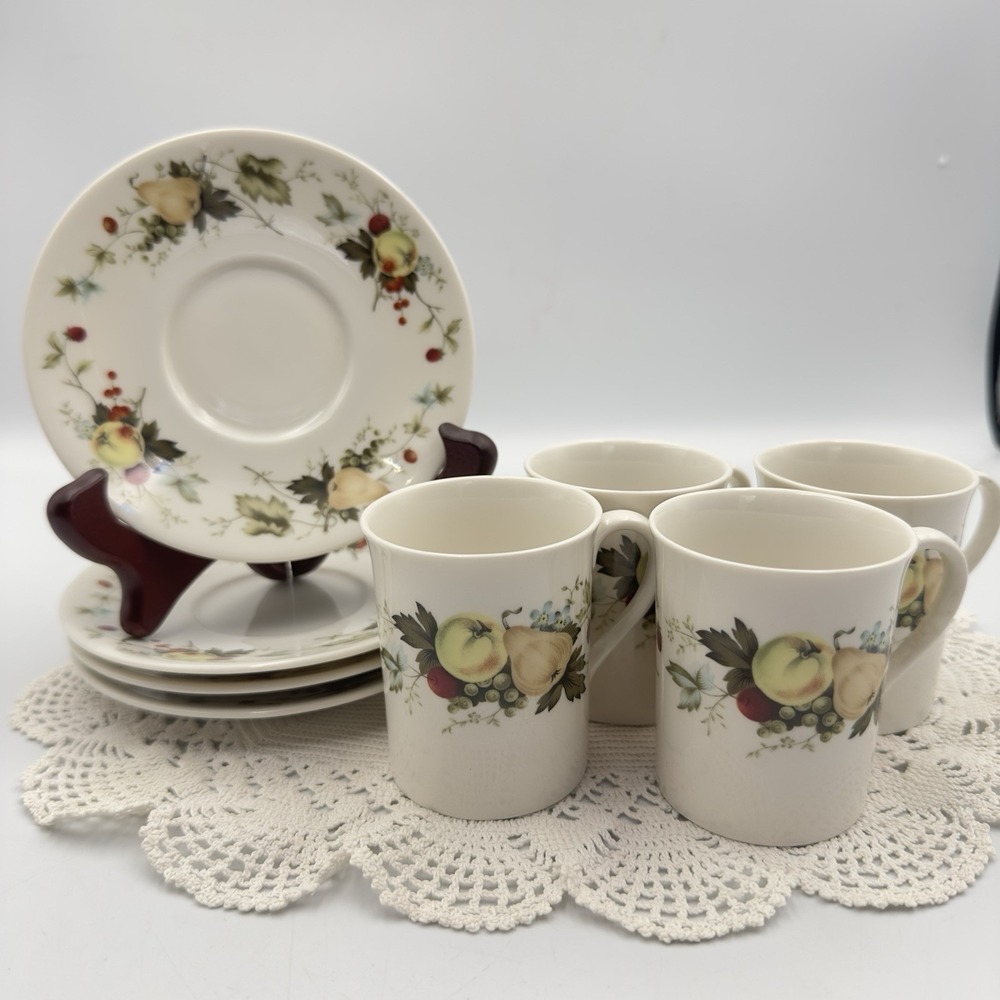 Royal Doulton Miramont Demitasse Cup & Saucer Set Of‎ 4 Made In England Fruits